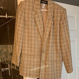 Sag Harbor Beige Plaid Blazer